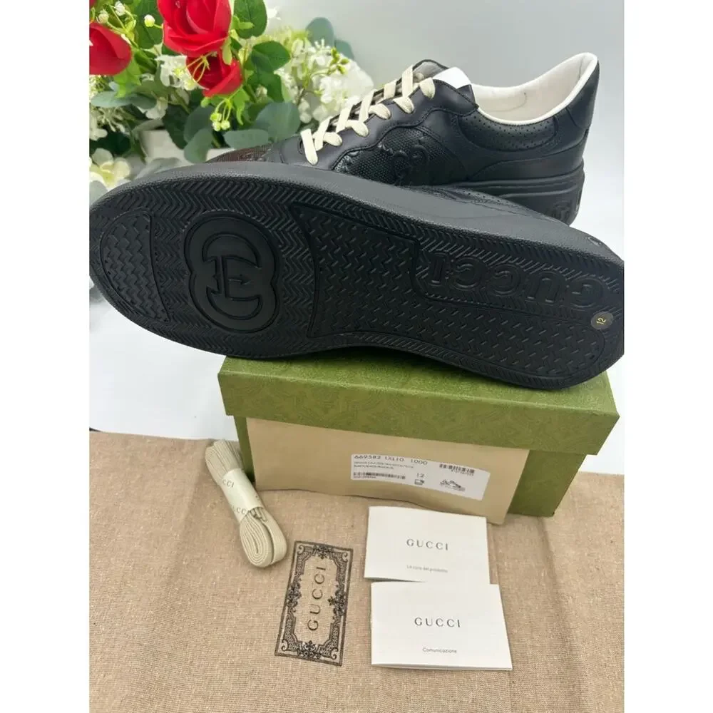 Men's Gucci GG embossed Leather sneakers size 12 made in Italy